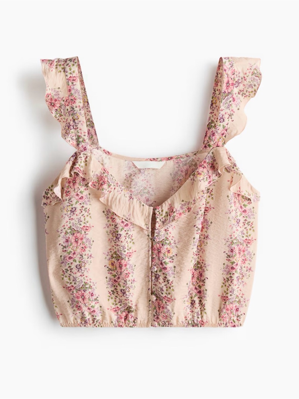 H&M Pink Floral Ruffle Crop Top